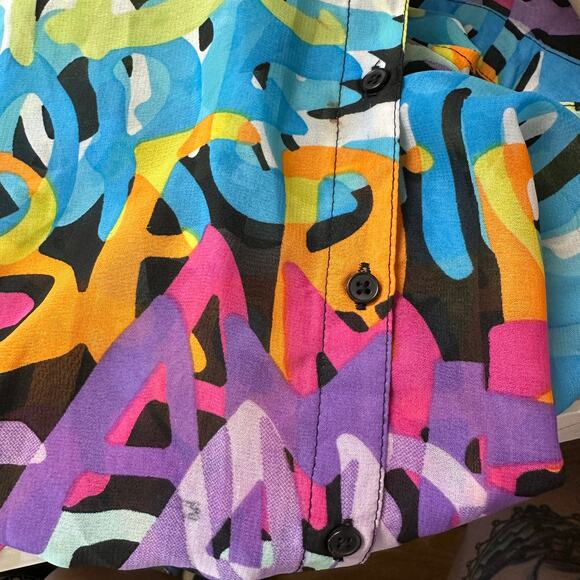 Live 4 Truth Button Front Tunic Womens M Multicolor Graffiti Print Long Sleeve - Picture 6 of 8